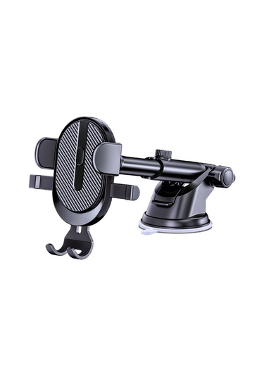 Lemestar Kara D23-5 Süpürge Tipi Çok Fonksiyonlu Otomobil Telefon Tutucusu: Karbon Fiber, Genişletilebilir, Klima Çıkışında Ve Süngere Sabitlenir, Navigasyon İçin Uygun Siyah