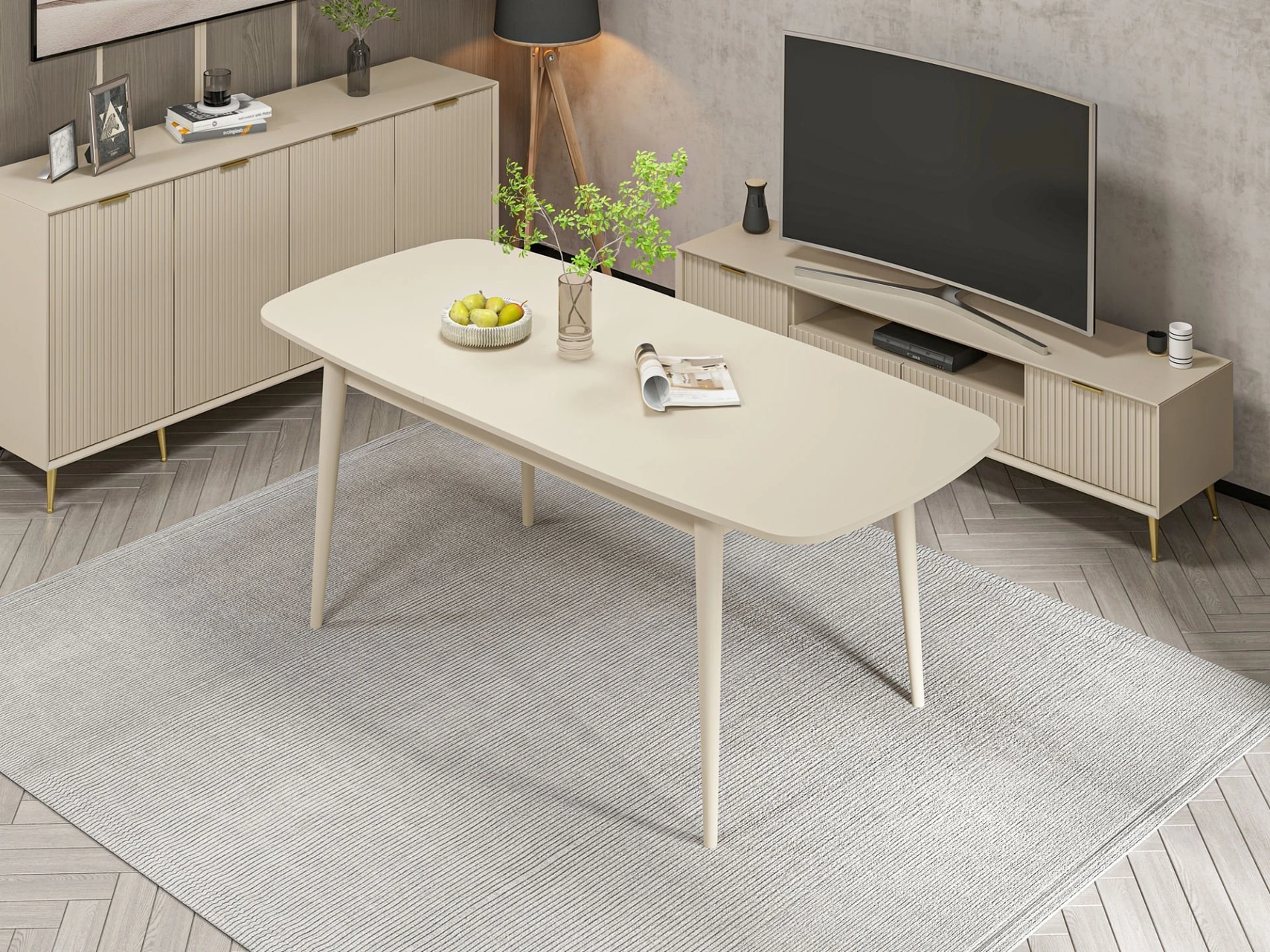 Kale Luxe Açılır Yemek Masası - Kumtaşı Bej