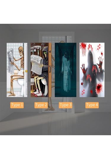 Youmex Halloween Pvc Duvar/door Stickerleri 2 Adet - Korku Atmosferi Oluşturucu, Kolay Uygulama, 200x38.5cm Toplam 77x200cm Diğer