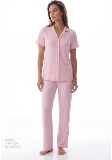 Penti Pembe Alia Pink Gömlek Pantolon Pijama Takımı