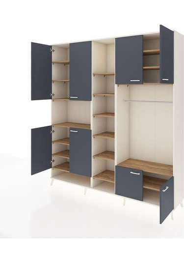 Hyperion Dolap 18 Raflı 8 Kapaklı Tek Askılı 220x44x243 Aytaşı-antrasit/çam Antrasıt/atlas Çam