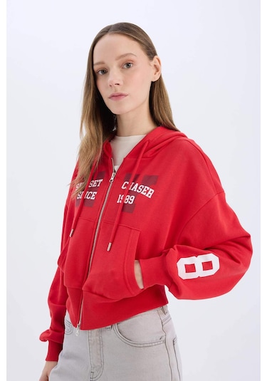 DeFacto Coool Oversize Geniş Kalıp Kapüşonlu Baskılı Kalın Fermuarlı Sweatshirt E5463AX25SMRD59 DeFacto Coool Oversize Geniş Kalıp Kapüşonlu Baskılı Kalın Fermuarlı Sweatshirt E5463AX25SMRD59