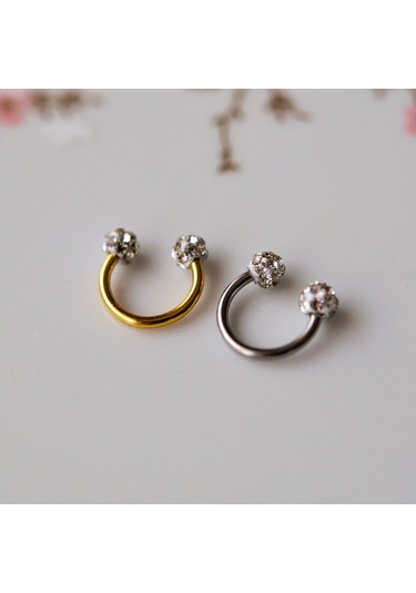 Heppii 8 Mm Gold İki Ucu Taşlı Cerrahi Çelik Tragus Helix Piercing Kıkır Altın