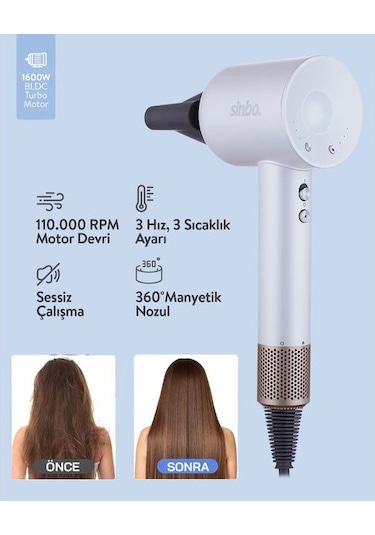 Sinbo Shd-1714 Bldc Saç Kurutma Makinesi - Beyaz - 1600 Watt