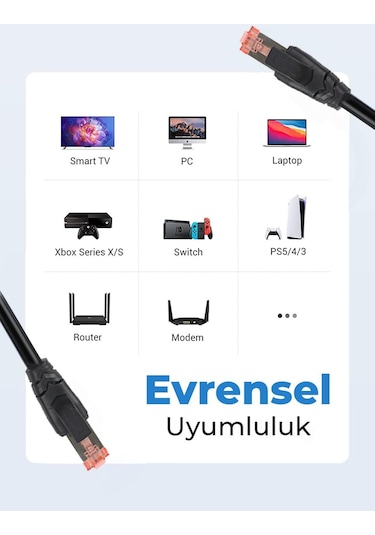 Bix Cat8 40Gbps Veri Aktarım 2000MHz STP Ethernet Kablosu 8 Metre