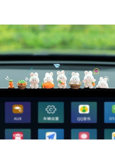 Singree 8 Adet Sevimli Kartoon Tavşan Figürü - Araba İç Dekorasyonu, Navigasyon Ekranı Ve Konsol Aksesuarı, Stili Ve Eğlenceni Araca Taşı