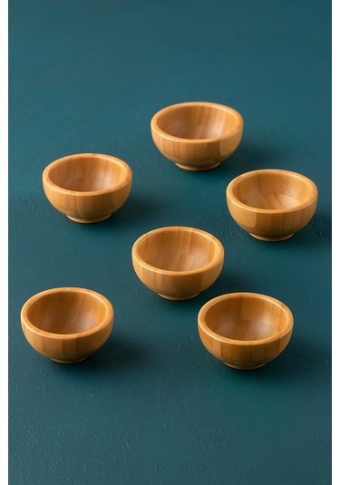 6 Lı Bambu Çerezlik Seti Doğal, Şık Ve Dayanıklı Sunum Kaseleri Bambu