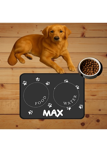 İsmli Özel Kedi Köpek Mama Paspası Ve Beslenme Altlığı Mama Önü Tuvalet Önü Paspas 40x60cm Çok Renkli