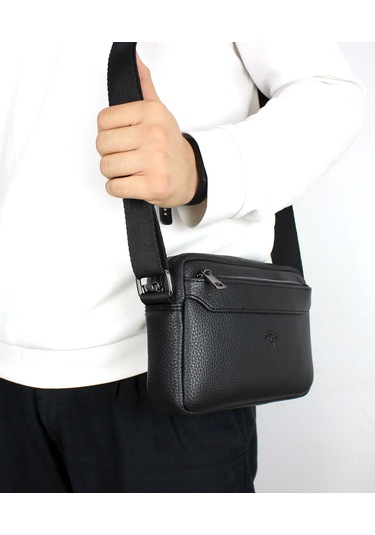 Unisex Siyah Orta Boy Askılı Postacı Omuz Çantası Siyah