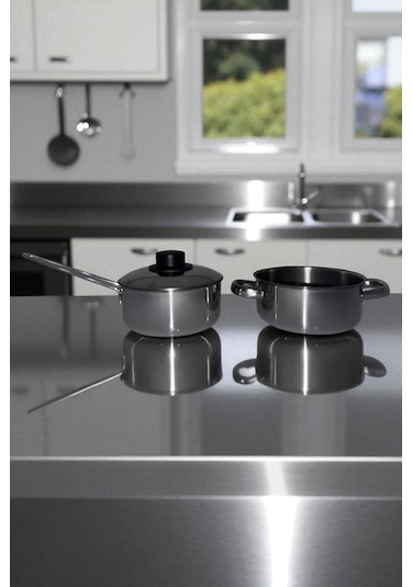 3 Parça Paslanmaz Çelik Tencere & Tava Seti 15cm