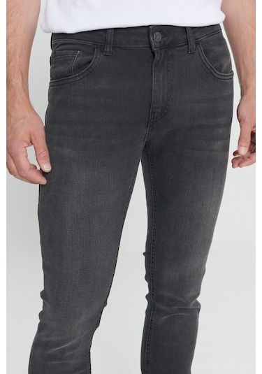 AC&Co / Altınyıldız Classics Ekstra Slim Fit Riss Pamuklu Esnek Denim Jean Erkek Kot Pantolon Antrasit