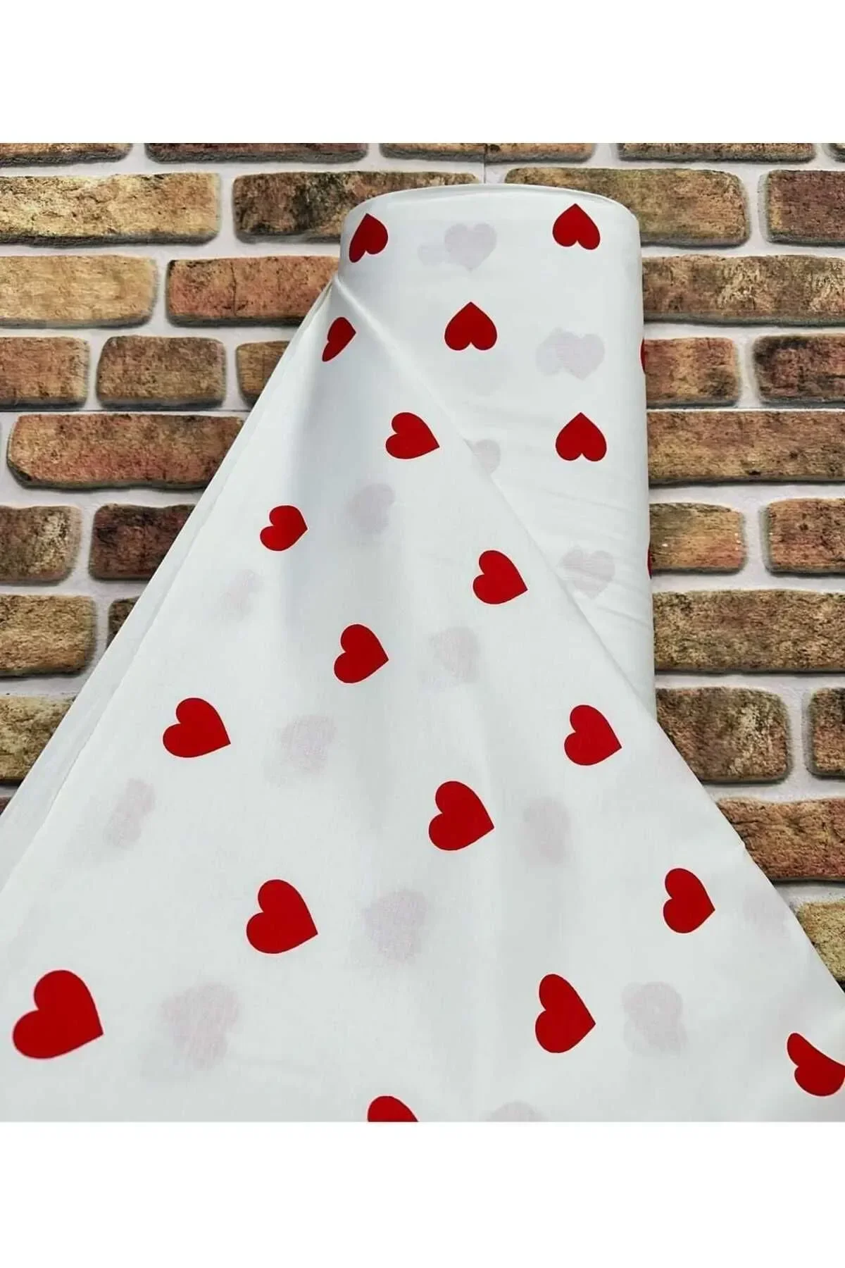 Ranforce Metrelik, Nevresimlik Kumaş - 100x240 Küçük Kalpli