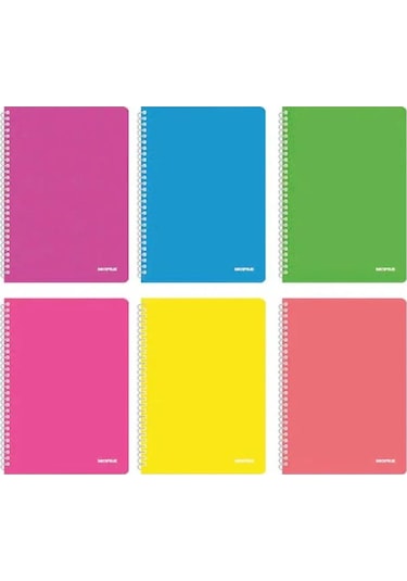 Mopak Neon Serisi A4 Spiralli Pp Kapak Defter 72 Yp Çizgili 6'lı
