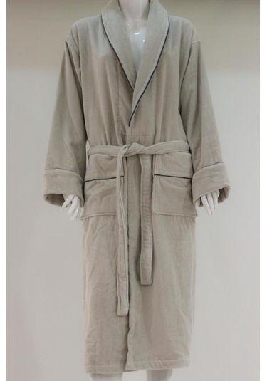 Kadife Şalyaka Bornoz Pamuklu Cepli Biyeli Kemerli Unisex Bornoz 001