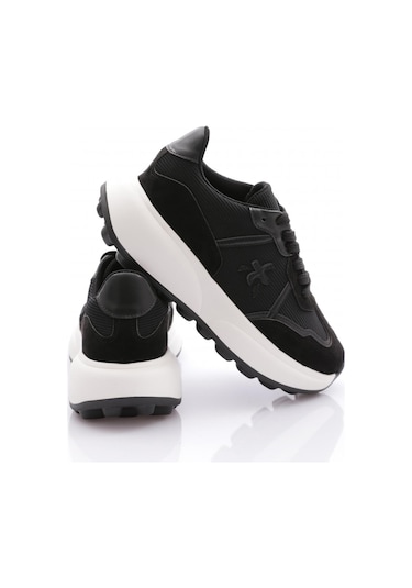 Dgn Brt2427 Kadin Bağcikli Kalin Tabanli Sneaker Ayakkabi Siyah