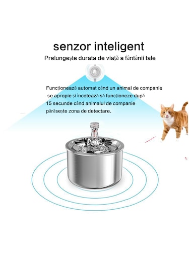 Ecronicword Paslanmaz Çelik Otomatik Kedi Suluk Evcil Hayvan 2 L