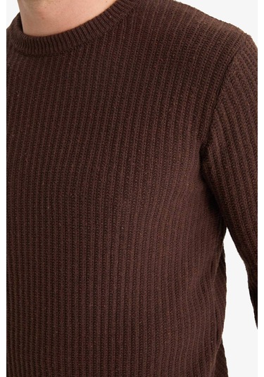 Defacto Standart Fit Bisiklet Yaka Triko Kazak E0811ax25wnbn497 Kahve