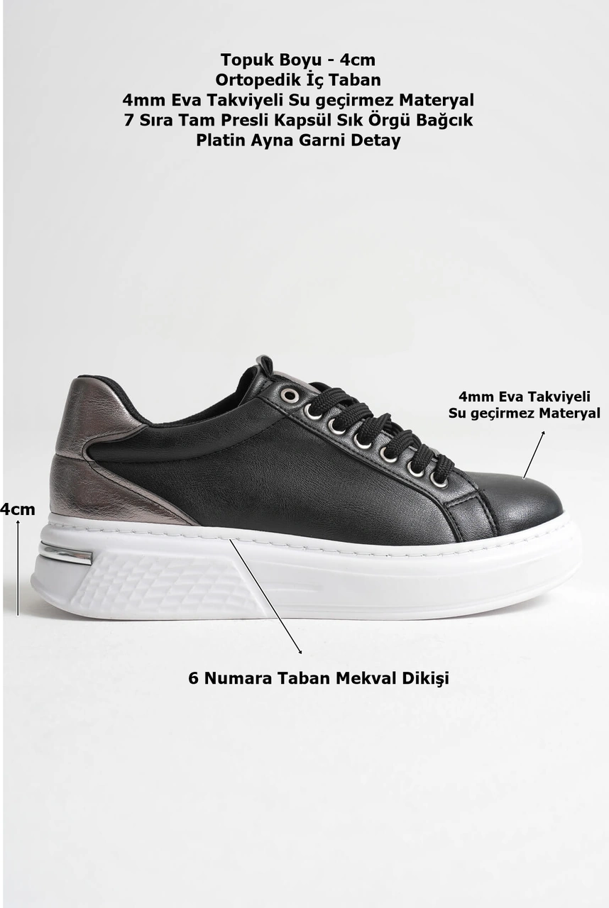 Kocadal Kocadal Vega Platin Detaylı Siyah Kadın Spor Ayakkabı Muhtelif