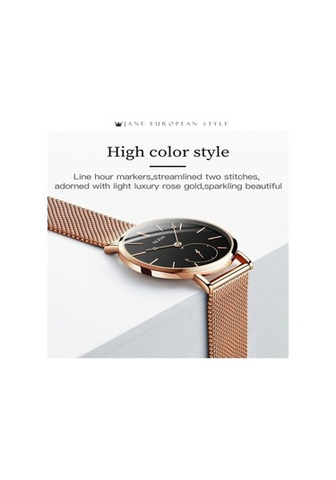 Novahub İnce Kadran Su Geçirmez Kadın Saati - Siyah Paslanmaz Çelik - Bayan İzle Saat Siyah