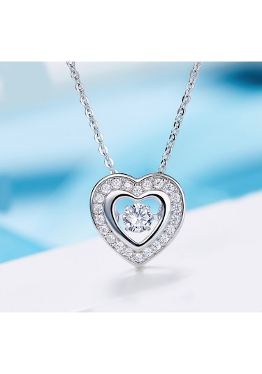 Monemel Kristal Taşlı Kolye-dancing Stone Gümüş - Rodyum