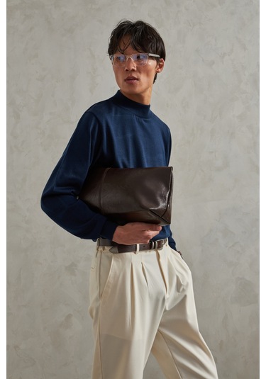 Erkek Yarım Balıkçı Oversize Basıc Triko Kazak Lacivert