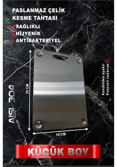 Küçük Boy-paslanmaz Çelik Kesme Tahtası- Ayaklı-antibakteriyel