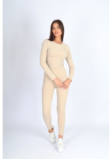 Soft&Basic Slım Fit Toparlayıcı Ve Esnek Bej Tayt Bej