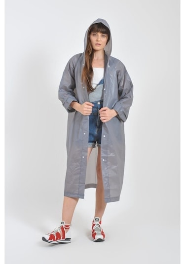Unisex Gri Eva Kumaş Su Rüzgar Geçirmez Yağmurluk Çok Renkli