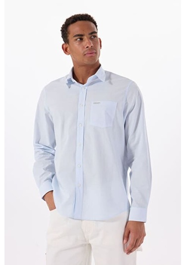 Erkek Regular Fit Tek Cepli Gömlek - Açık Mavi 4112010