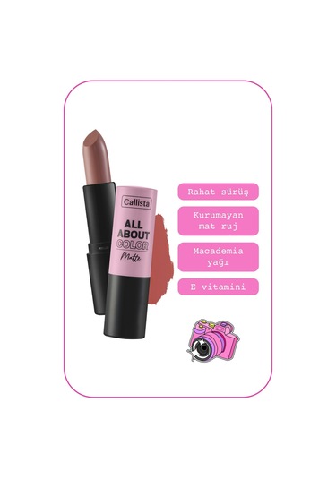 Callista All About Color Matte Lipstick Mat Görünümlü Ruj 507 Kiss Me More