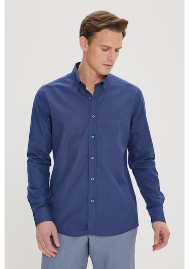 AC&Co / Altınyıldız Classics Erkek LACI Tailored Slim Fit Dar Kesim Düğmeli Yaka %100 Pamuk Gömlek Lacivert AC&Co / Altınyıldız Classics Erkek LACI Tailored Slim Fit Dar Kesim Düğmeli Yaka %100 Pamuk Gömlek Lacivert