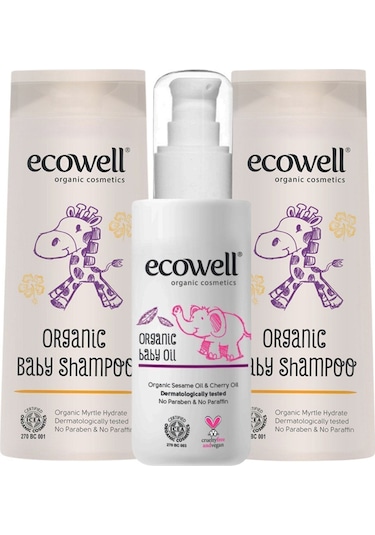 Ecowell Organik Bebe Şampuanı 300 ML x 2 + Organik Bebe Yağı