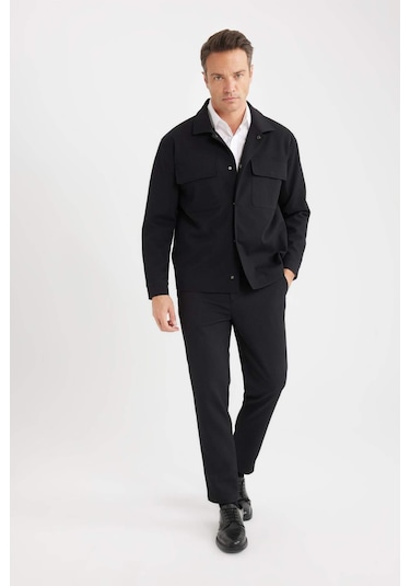 DeFacto Relax Fit Polo Yaka Çıtçıtlı Cepli Gömlek Ceket D7281AX25SPBK81 DeFacto Relax Fit Polo Yaka Çıtçıtlı Cepli Gömlek Ceket D7281AX25SPBK81