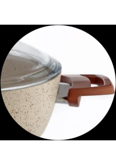 Gümüşer Yanmaz Yapışmaz 28 Cm Granit Derin Tencere Bej