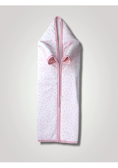 Yenidoğan Kalp Baskılı Fermuarlı Kadife Bebek Battaniyesi Pembe Çok Renkli
