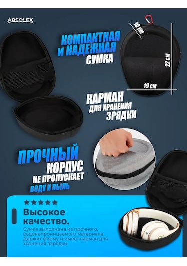 Absolex Kulak Üstü Kablosuz Büyük Kulaklık Kılıf Çantası 165557241 Siyah