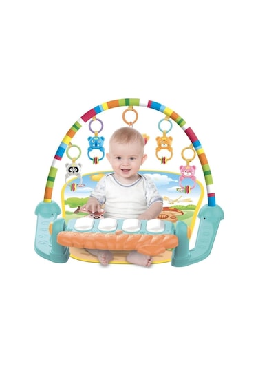 Babycim Sevimli Piyanolu Sesli Işıklı Aynalı Oyun Halısı Yer Minderi 5 in 1 Yenilenen Tasarım