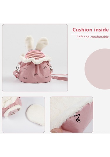 Vkemall Küçük Evcil Hayvanlar İçin Kışlık Taşıma Çantası - Tavşan Kadife, Havalandırmalı, Elini Serbest Bırakır Pembe