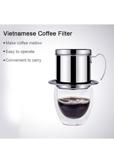 Xindoker Vietnam Damlama Kahve Filtresi - Paslanmaz Çelik El Yapımı Siyah Kahve Demleme Cihazı Diğer