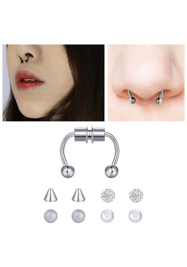 Suntek Kadınlar Için Manyetik Sahte Akrilik-gümüş-1,2x8x3mm Gümüş