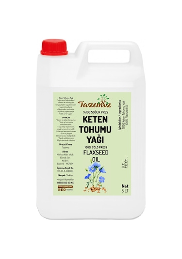 Tazemiz Keten Tohumu Yağı 5 L