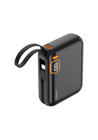 Power Duo 10.000 Mah 20W Pd 20W Hızlı Şarj Destekli Type-C Ve Lightning Kablolu Powerbank Siyah