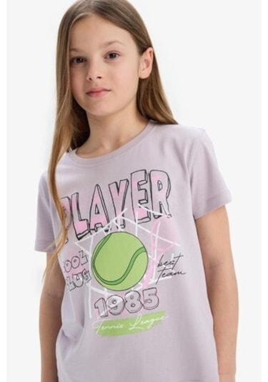 DeFacto Kız Çocuk Bisiklet Yaka Anime Baskılı Kısa Kollu Tişört E0351A825SMPR306 Mor DeFacto Kız Çocuk Bisiklet Yaka Anime Baskılı Kısa Kollu Tişört E0351A825SMPR306 Mor