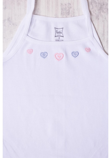 Tutku İp Askılı İşlemeli Kız Çocuk Atlet 3'lü Beyaz