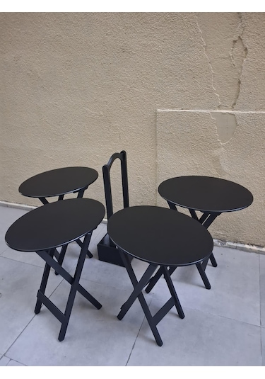 Zigon Çanta Oval 90540 Dörtlü Model Ahşap Mdf Parlak Siyah Lake El Yapımı Siyah