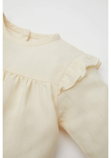 DeFacto Kız Bebek Bisiklet Yaka Twill Uzun Kollu Gömlek D6234A524WNER233 Ekru