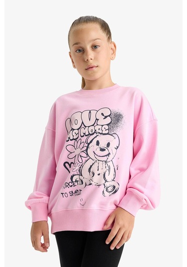 Defacto Pembe Kız Çocuk Sweatshirt E6755a8/pn666 Pembe