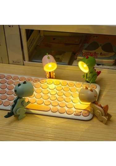 Pazly H46772p Karikatür Gece Lambası Çocuklar İçin Mini Dinozor Led Pembe Işık Diğer