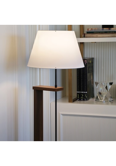 Homing Pi Ahşap Gövdeli Krem Kumaş Başlıklı Lambader Ayd-3133