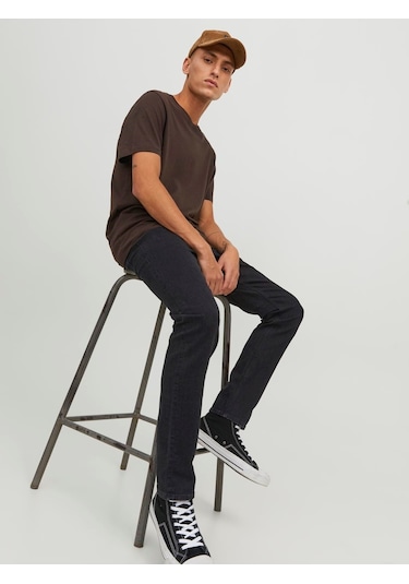 Jack & Jones Glenn Model Erkek Dar Kesim Kot Pantolon 12246949 Siyah